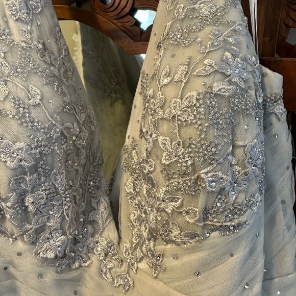 (370) ❤️ Brand new with Tags Park108 M324 gown in silver $1000 - Picture 9 of 12